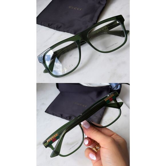 NEW Gucci GG1117O Green Flat Top Unisex Eyeglasses Frames - Picture 1 of 5